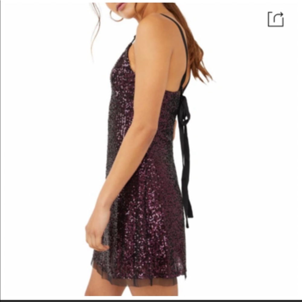 NWT FREE PEOPLE Gold Rush Mini Dress in plum combo - Picture 7 of 12